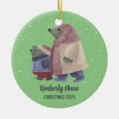 Cute Otter-kerstmis Snowy Winter Holiday Keramisch Ornament (Voorkant)