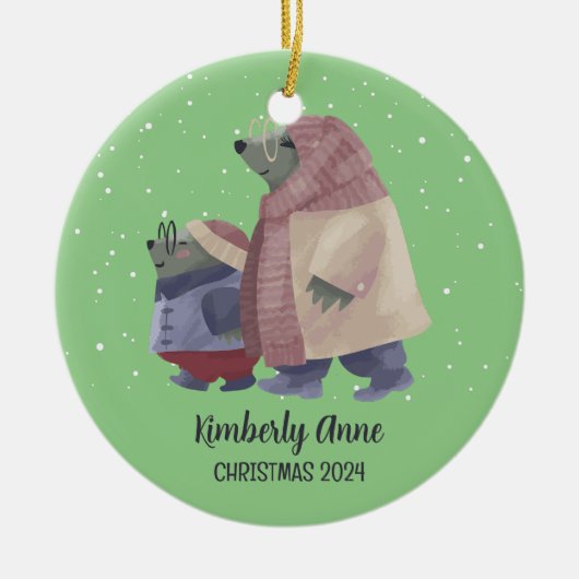 Cute Otter-kerstmis Snowy Winter Holiday Keramisch Ornament (Voorkant)