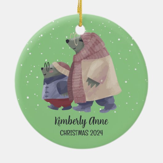 Cute Otter-kerstmis Snowy Winter Holiday Keramisch Ornament (Achterkant)
