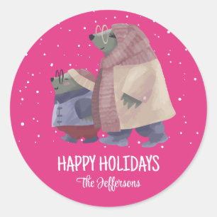 Cute Otter-kerstmis Snowy Winter Holiday Ronde Sticker