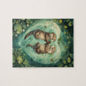 Cute Otter Koppel Liefde Legpuzzel (Horizontaal)