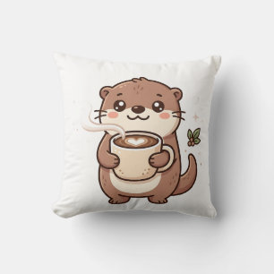 Cute Otter Latte Hart Worp Kussen