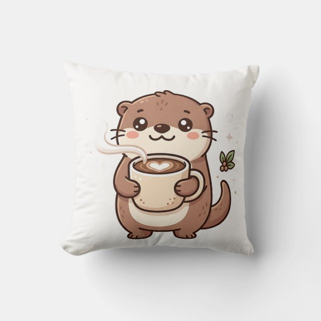 Cute Otter Latte Hart Worp Kussen (Voorkant)