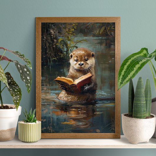 Cute Otter Leest een Boek Poster
