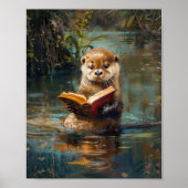 Cute Otter Leest een Boek Poster (Voorkant)