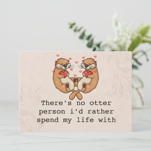 Cute Otter-liefdeskaart voor man/vrouw/partner Feestdagenkaart (Staand voorkant)