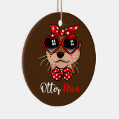 Cute Otter Ma Funny Bow Turban Glasses Keramisch Ornament (Rechts)