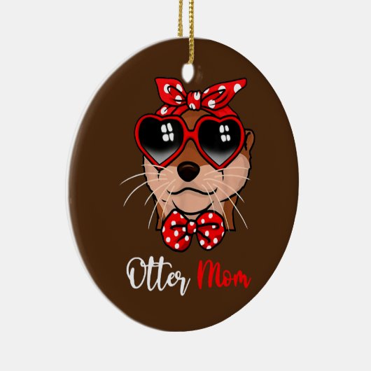 Cute Otter Ma Funny Bow Turban Glasses Keramisch Ornament (Rechts)