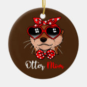 Cute Otter Ma Funny Bow Turban Glasses Keramisch Ornament (Voorkant)