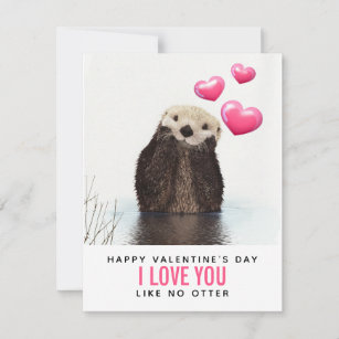 Cute Otter met harten Valentijnsdag Feestdagenkaart