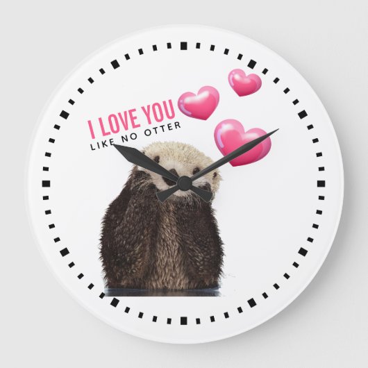 Cute Otter met harten Valentijnsdag Grote Klok (Voorkant)
