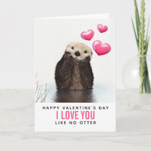 Cute Otter met harten Valentijnsdag Kaart