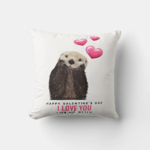Cute Otter met harten Valentijnsdag Kussen