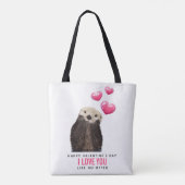 Cute Otter met harten Valentijnsdag Tote Bag (Achterkant)