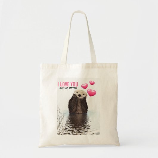 Cute Otter met harten Valentijnsdag Tote Bag (Voorkant)