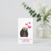 Cute Otter met harten Valentijnsdag Visitekaartje (Staand voorkant)