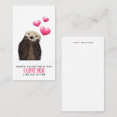 Cute Otter met harten Valentijnsdag Visitekaartje (Voorkant / Achterkant)