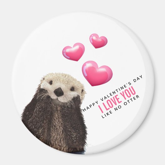 Cute Otter met Hearts Valentijnsdag Humor Magneet (Voorkant)