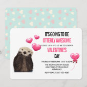 Cute Otter met Hearts Valentijnsdag Party Kaart (Voorkant / Achterkant)