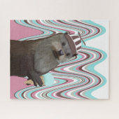 Cute Otter met ijsroze vloeibare roze roze roze Legpuzzel (Horizontaal)