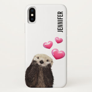 Cute Otter met Love Hearts Case-Mate iPhone Case