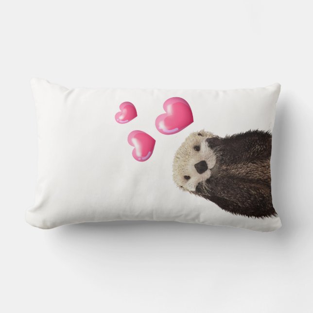 Cute Otter met Love Hearts Kussen (Voorkant)