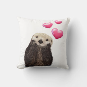 Cute Otter met Love Hearts Kussen