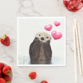 Cute Otter met Love Hearts Servet (Insitu)