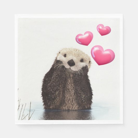 Cute Otter met Love Hearts Servet (Voorkant)