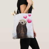 Cute Otter met Love Hearts Tote Bag (Dichtbij)