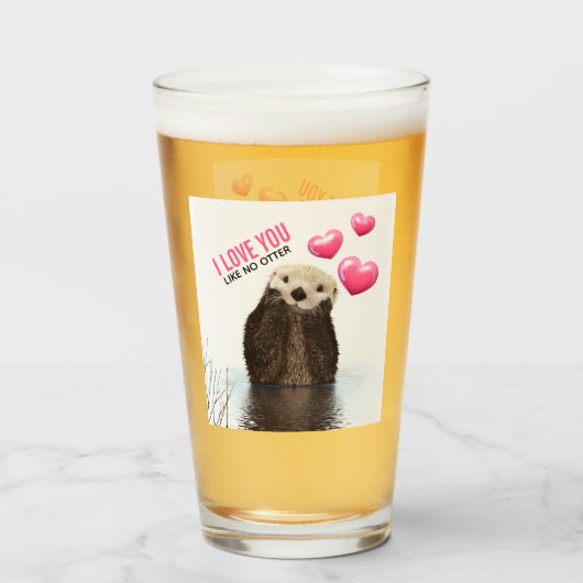 Cute Otter met roze hartenliefde die je hebt gespo Glas (Voorkant gevuld)