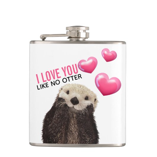 Cute Otter met roze hartenliefde die je hebt gespo Heupfles (Voorkant)