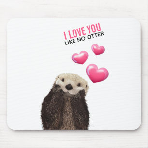 Cute Otter met roze hartenliefde die je hebt gespo Muismat