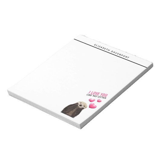 Cute Otter met roze hartenliefde die je hebt gespo Notitieblok (Linkerzijde)