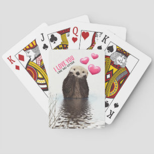 Cute Otter met roze hartenliefde die je hebt gespo Pokerkaarten