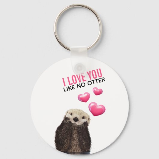 Cute Otter met roze hartenliefde die je hebt gespo Sleutelhanger (Voorkant)