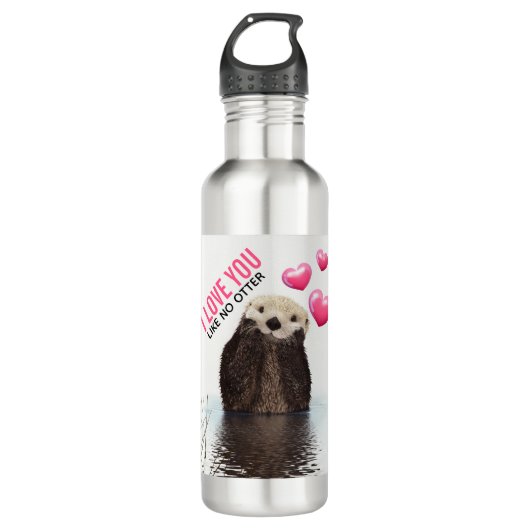 Cute Otter met roze hartenliefde die je hebt gespo Waterfles (Voorkant)
