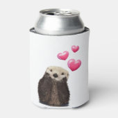 Cute Otter met roze liefdesharten Blikjeskoeler (Blikje Voorkant)