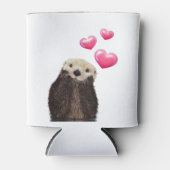 Cute Otter met roze liefdesharten Blikjeskoeler (Voorkant)