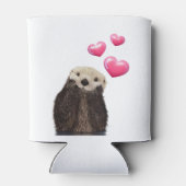 Cute Otter met roze liefdesharten Blikjeskoeler (Achterkant)