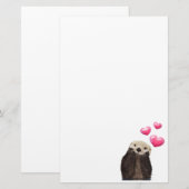 Cute Otter met roze liefdesharten Briefpapier (Voorkant / Achterkant)