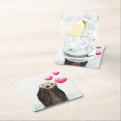 Cute Otter met roze liefdesharten Kartonnen Onderzetters (Insitu)