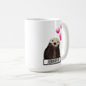 Cute Otter met roze liefdesharten Koffiemok (Voorkant rechts)