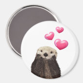 Cute Otter met roze liefdesharten Magneet (Voorkant / Achterkant)