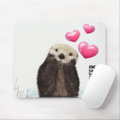 Cute Otter met roze liefdesharten Muismat (Met muis)