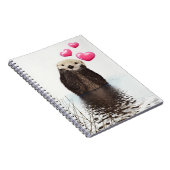 Cute Otter met roze liefdesharten Notitieboek (Rechterzijde)