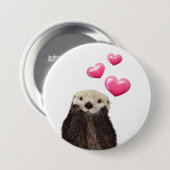 Cute Otter met roze liefdesharten Ronde Button 7,6 Cm (Voorkant /achterkant)