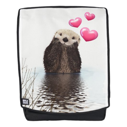 Cute Otter met roze liefdesharten Rugtassen (Voorkant)