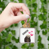 Cute Otter met roze liefdesharten Sleutelhanger (Hand)