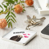 Cute Otter met roze liefdesharten Sleutelhanger (Zijkant)